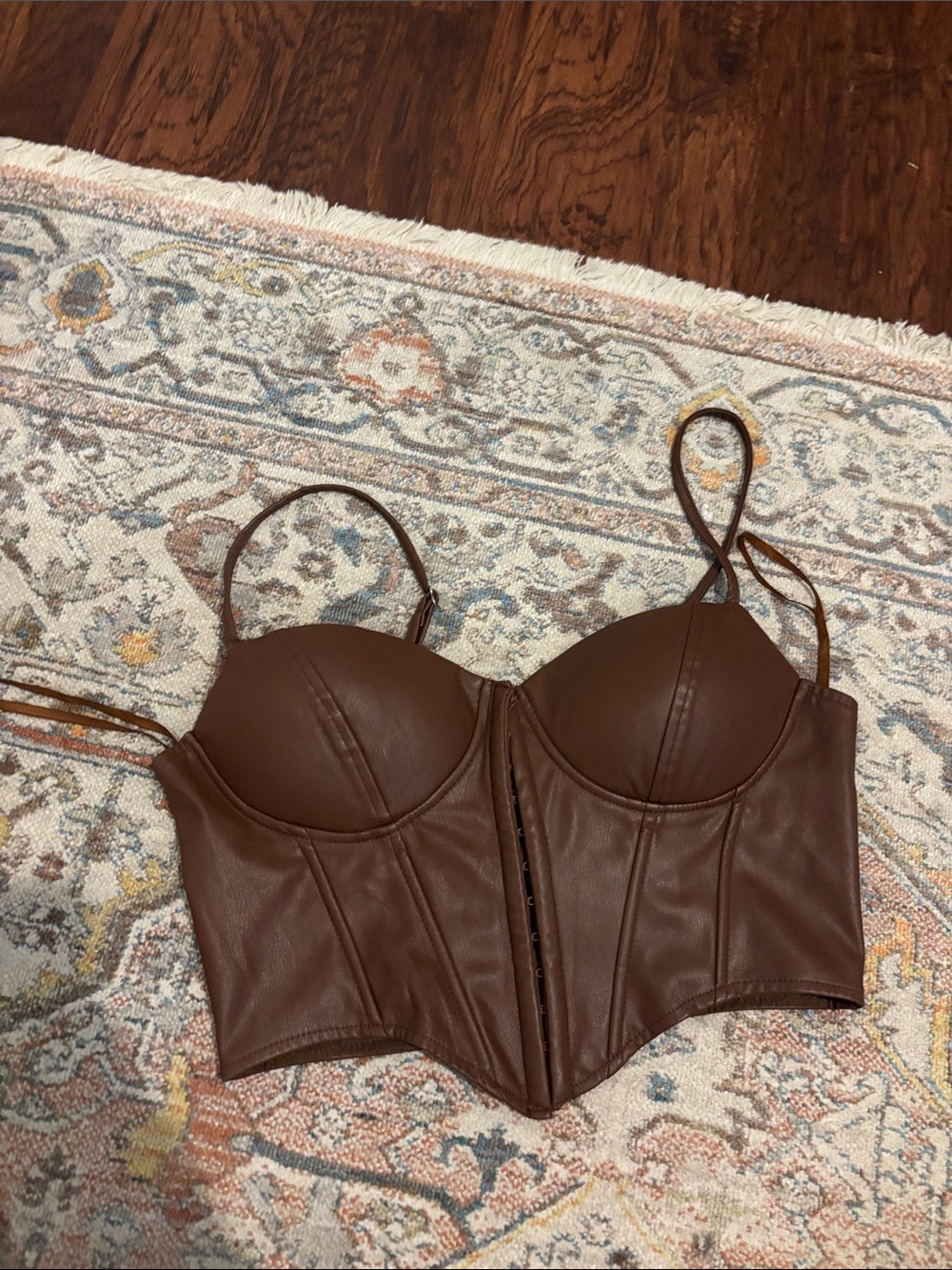 Windsor Brown Faux Leather Corset Camisole